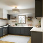 white and brown kitchen cabinet